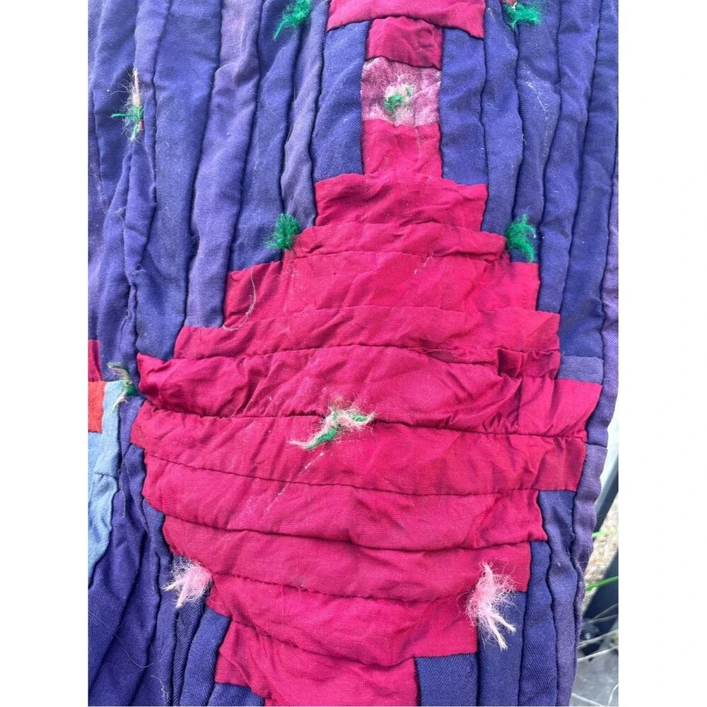 Handmade Patchwork Quilt - Deep Red, Navy